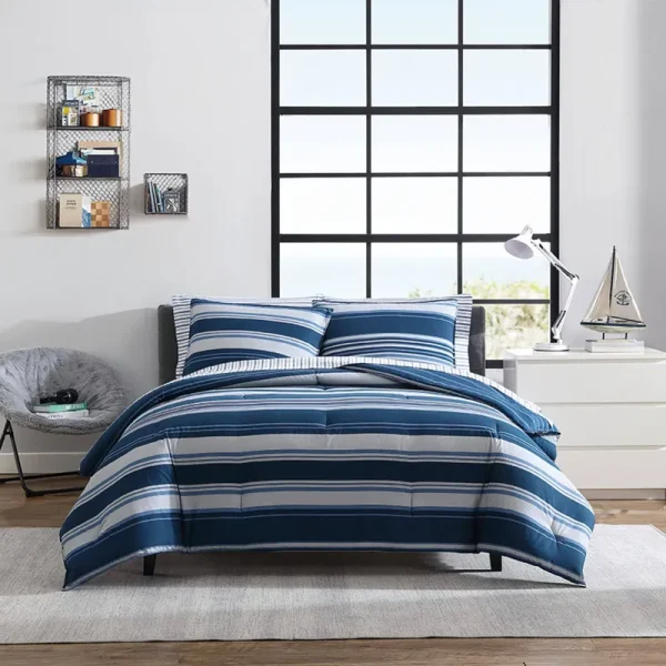 Nautica Lakeview Cotton Reversible Blue Comforter Set - King