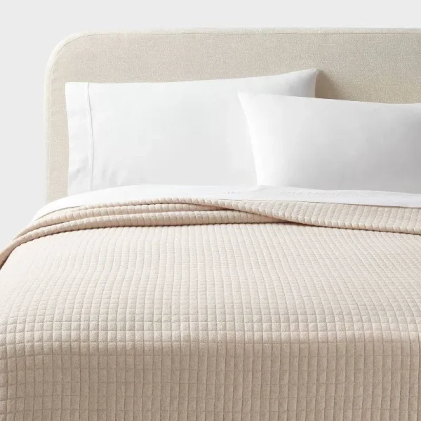 Full/Queen Modern Jersey Quilt Oatmeal Heather - Threshold