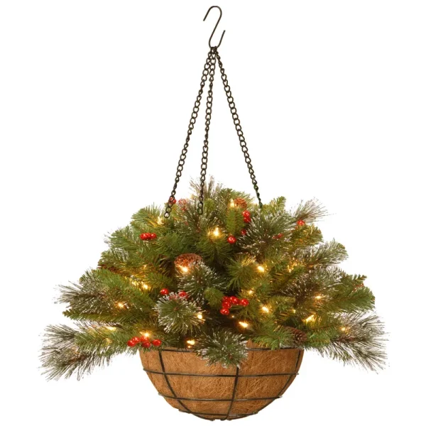 National Tree 20" Crestwood Spruce Chain Hanging Basket