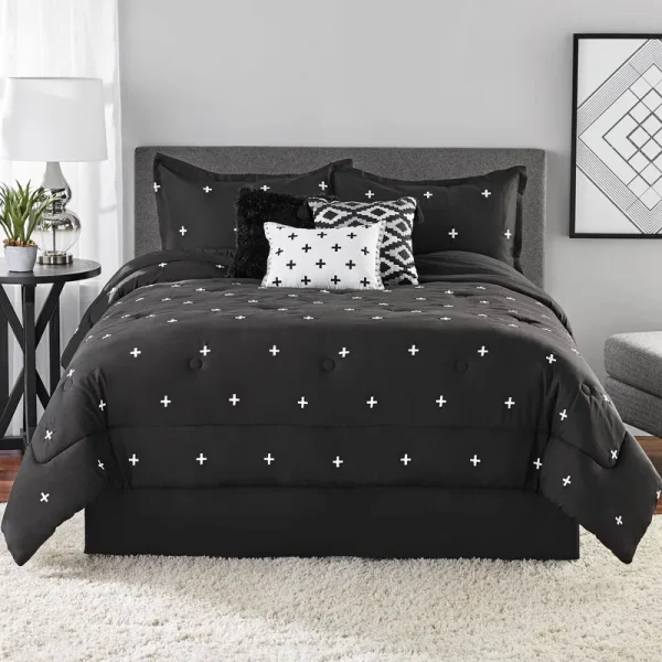 Mainstays 7-Piece Embroidered Comforter Set, Full/Queen