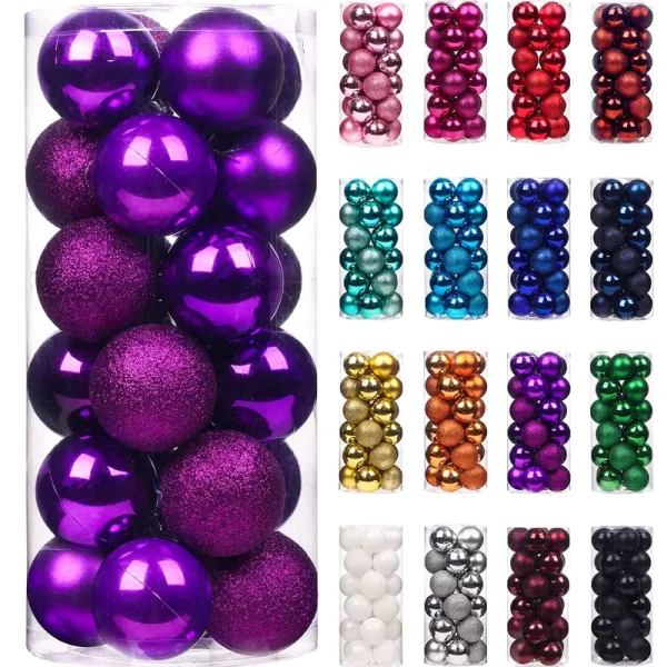 Emopeak 24pcs Christmas Balls Ornaments for Xmas Christmas Tree - Shatterproof Christmas Tree Decorations Large Hanging Ball for Holiday Wedding