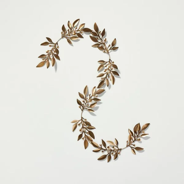 5' Decorative Metal Leaf Christmas Garland Antique Brass - Hearth & Hand with Magnolia
