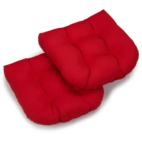 Blazing Needles 19-inch U-Shaped Twill Tufted Dining Chair Cushion (Set of 2)