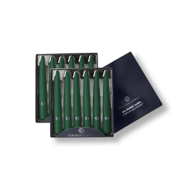 Colonial Candle | 6" Evergreen Handipt Taper, 12 Pack