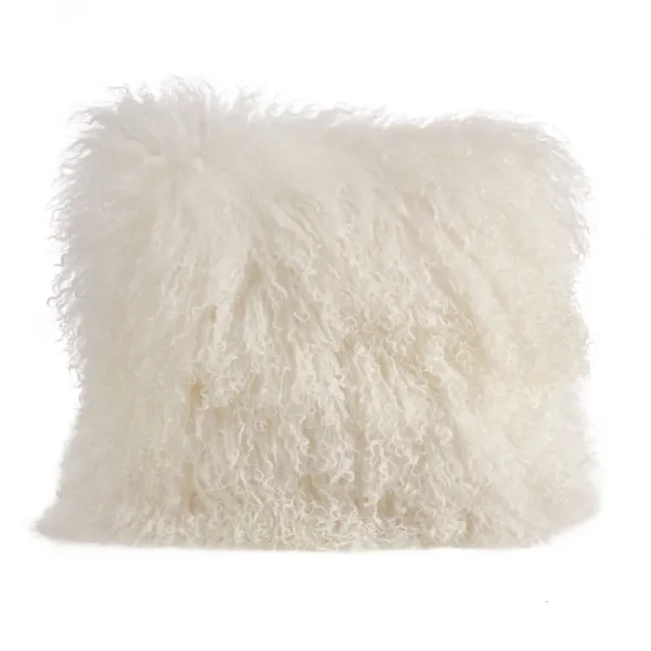 Saro Lifestyle 3564.I20S 20 in. Square Wool Mongolian Lamb Fur Throw Pillow Ivory