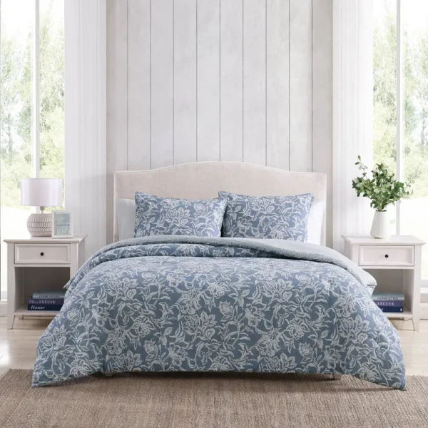Nautica Tortola Reversible Cotton Comforter Set - Blue - Queen