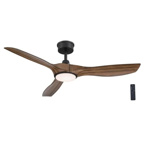 Home Decorators Collection YG825A-NI Marlon 52 in. Integrated LED Indoor Natural Iron Ceiling Fan with Brazilian Walnut Blades and Remote Control