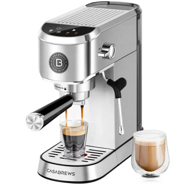 CASABREWS CM5418 Plus 20 - Bar Semi - Automatic Espresso Machine & Coffee Maker with Steam Wand, Cold Brew Function, Stainless Steel, Silver