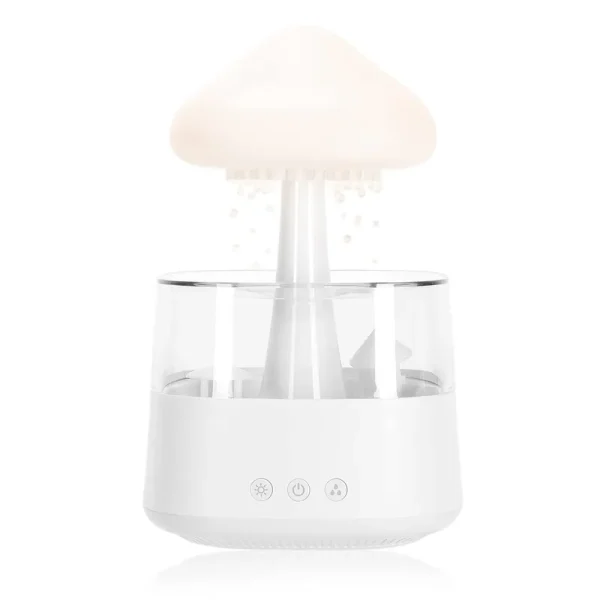 Saunana Rain Cloud Humidifier Water Drip with Adjustable LED Lights White Noise Humidification Desk Fountain Bedside Sleeping Relaxing Mood (White)