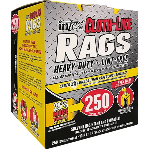 Intex Cloth-Like Fiber Blend Wiping Rags 10 in. W x 11 in. L 250 Pk