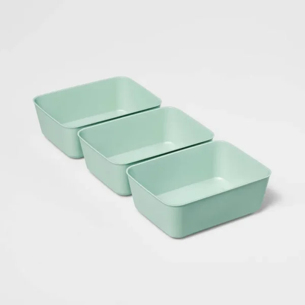 3pk Medium Storage Trays Daydream Green - Brightroom