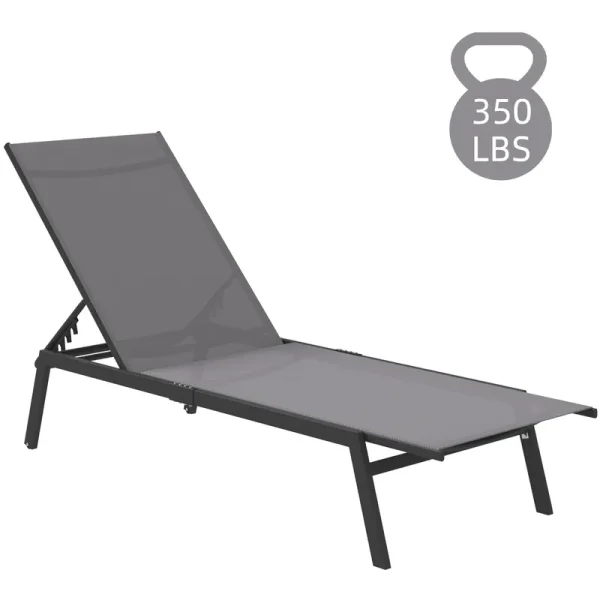 AECOJOY Patio Lounge Chairs, Outdoor Chaise Lounge with Wheels, Dark Grey