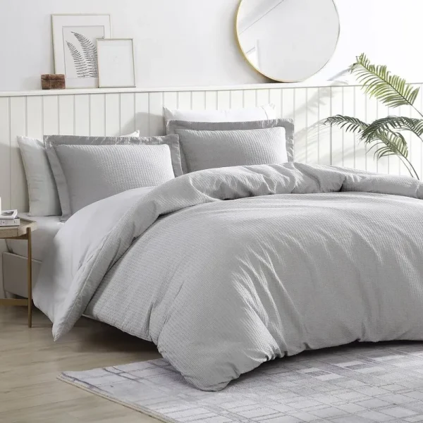 Elly Cotton Percale Comforter Set Color: Gray, Size: King/Cal. King Comforter + 2 King Shams