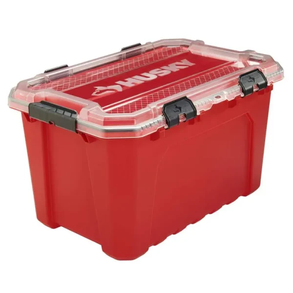 20-Gal. Professional Duty Waterproof Storage Container with Hinged Lid in Red Husky #246842 #1004784796