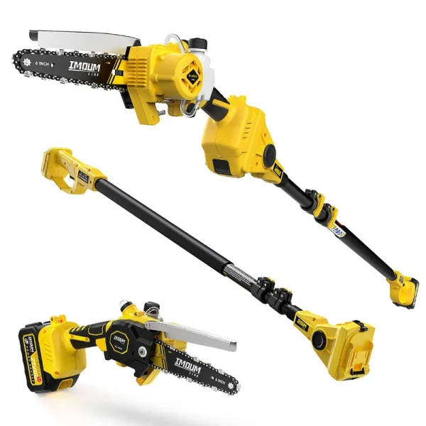 ��2-in-1��Cordless Pole Saw & Mini Chainsaw, IMOUMLIVE Brushless Chainsaw, 6.9 lb Lightweight, 21V 3.0Ah Li-Ion Battery, 6" Cutting with Oiling System