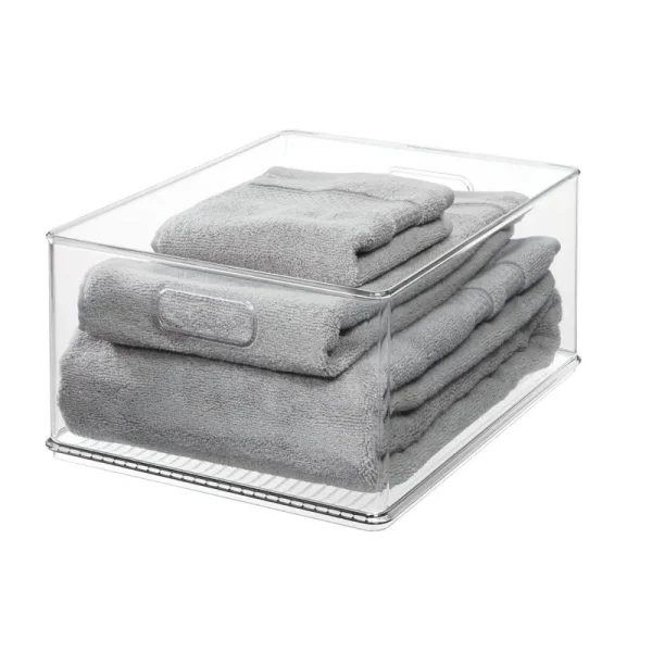 iDesign Large Stackable Closet Bin Clear, 14" x 18" x 8-3/4" H | The Container Store