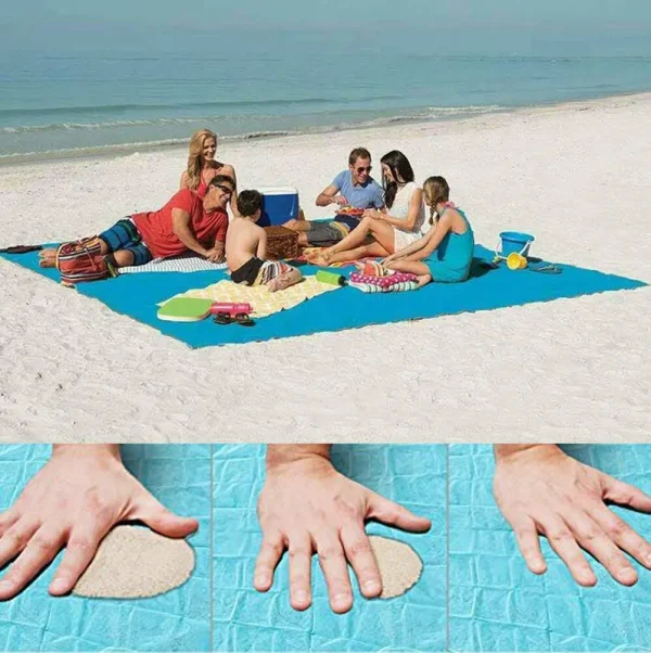 Lopie Sand Proof Blanket Sand Free Lightweight Compact Large Beach Towel Mat Fast Dry Waterproof Easy Clean Ultra Portable Blanket (Blue, 79-79)