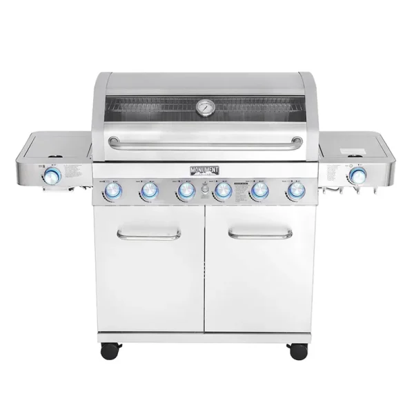 Monument Clearview Stainless Steel 6-Burner Liquid Propane Gas Grill with 1 Side Burner | 77352MB