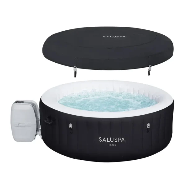 Bestway Miami SaluSpa 4 Person Inflatable Round Hot Tub with 140 AirJets, Black