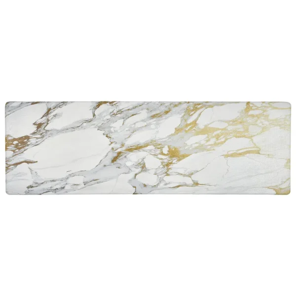 Sohome Cozy Living Modern Marble Runner Anti-Fatigue Kitchen Mat, Gold/White, 17.5"x55"