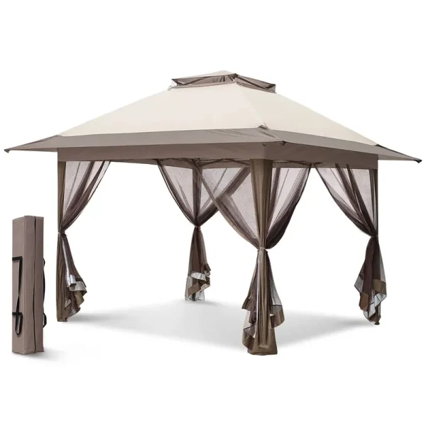 Eagle Peak 13x13 Pop Up Gazebo w/ Mosquito Netting, Beige