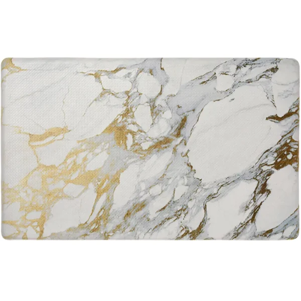 Sohome Cozy Living Modern Marble Gold 20 in. x 36 in. Anti Fatigue Kitchen Mat