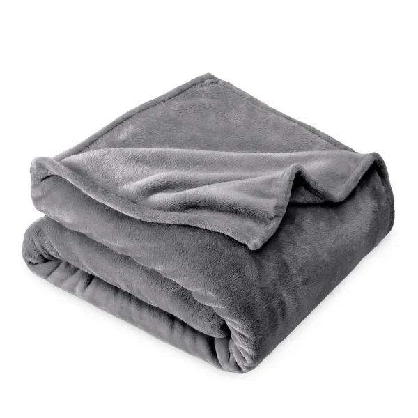 Bare Home Microplush Fleece Blanket, Throw/Travel - Grey