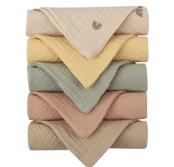 Kjuti Baby Muslin 100% Cotton Burp Washcloth - 4 Layer Hypoallergenic Saliva Soothe Face Washcloths - Burp Cloths 9x9 inch -Newborn Essentials -Burp