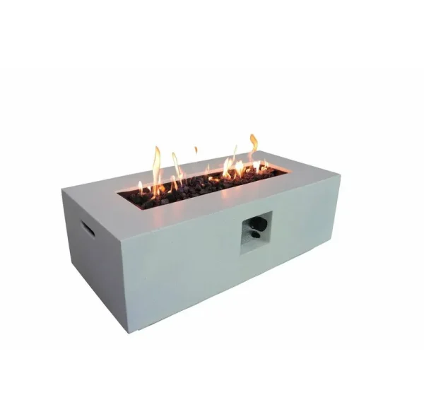 Rashid Rectangle Fire Pit Table Size: 16"H x 42"W x 20"D Finish: White Stone