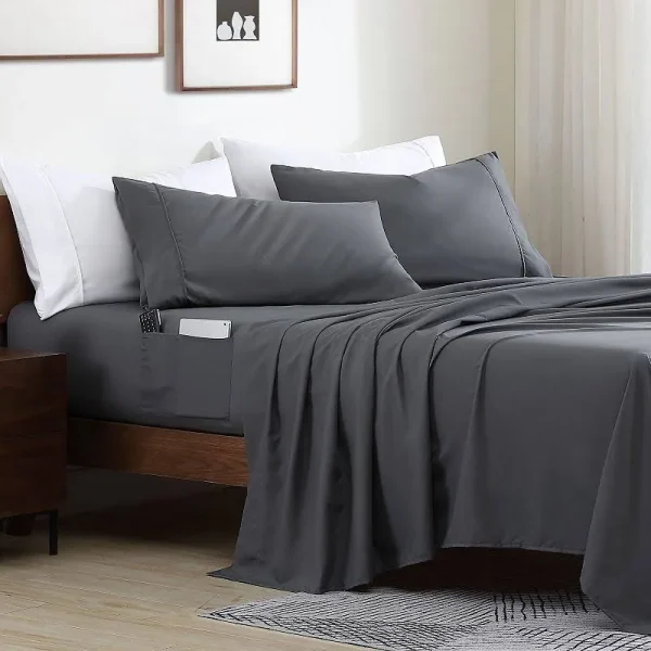 Storage Pocket Smart Sheet Set, Grey, Twin XL