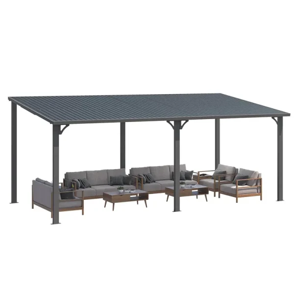AECOJOY 20' x 10' Hardtop Gazebo Outdoor Pergola Lean to Metal Pergolas