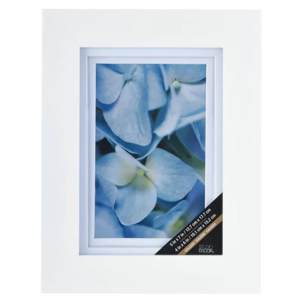 Studio Decor White Gallery Frame with Double Mat - 4" - 4 in