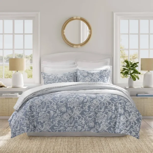 Nautica Tortola Cotton Reversible Blue Duvet Cover Set - Full - Queen
