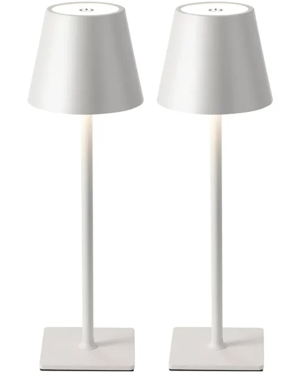 KDG 2 Pack Cordless Table Lamp, Portable LED Desk Lamp, 5000mAh Battery Operated, 3 Color Stepless Dimming Up, for Restaurant/Be