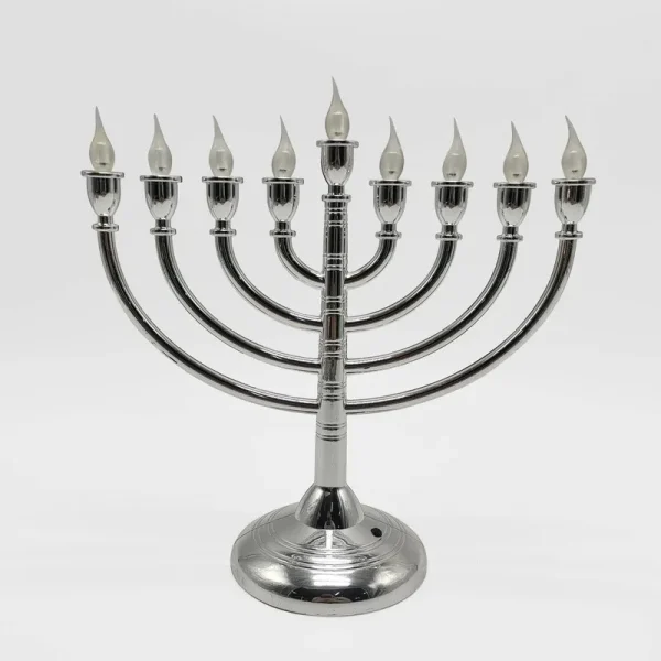 Lit Silver Menorah Hanukkah Novelty Light Yellow - Spritz