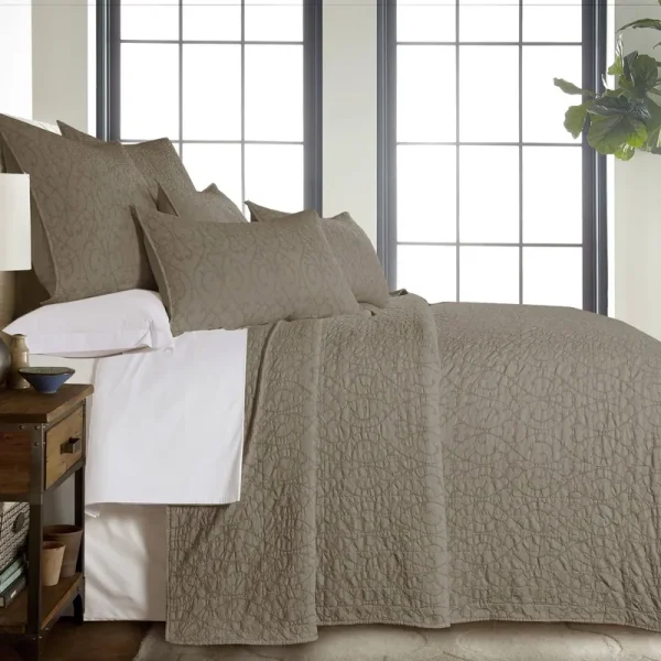 Homthreads Beckett Bedspread Set Queen - Taupe