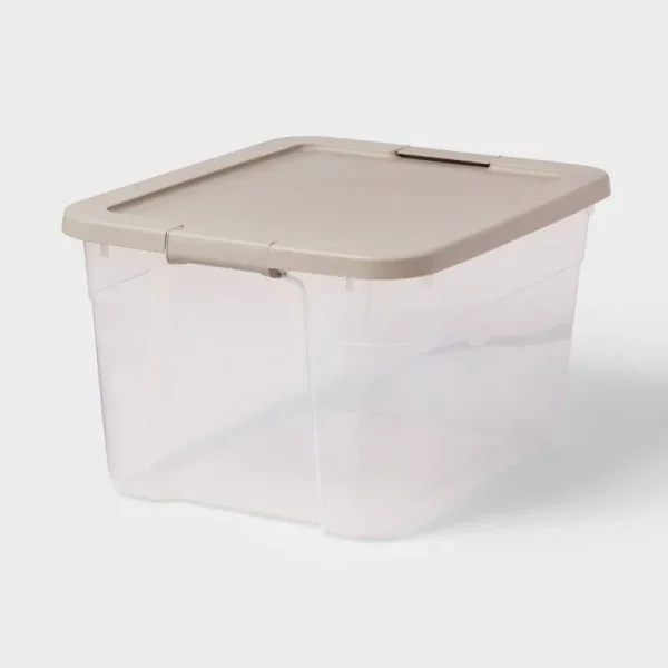 66qt Clear Latching Storage Box Gray - Brightroom