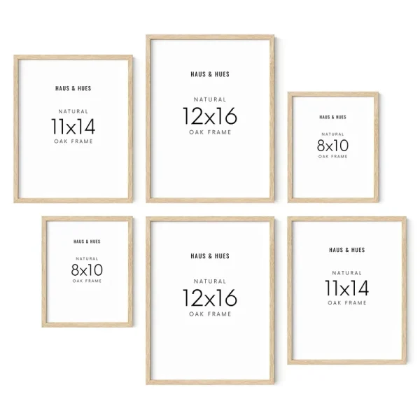 Haus and Hues Natural Wood Picture Frames - Set of 6 Frame Sets for Wall Collage, Gallery Wall Frame Set Assorted, Picture Frame Sets for Wall