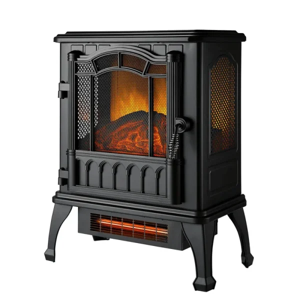Mainstays SHAG-G24F Black 1500W 2-Setting 3D Electric Stove Heater with Life-Like Flame