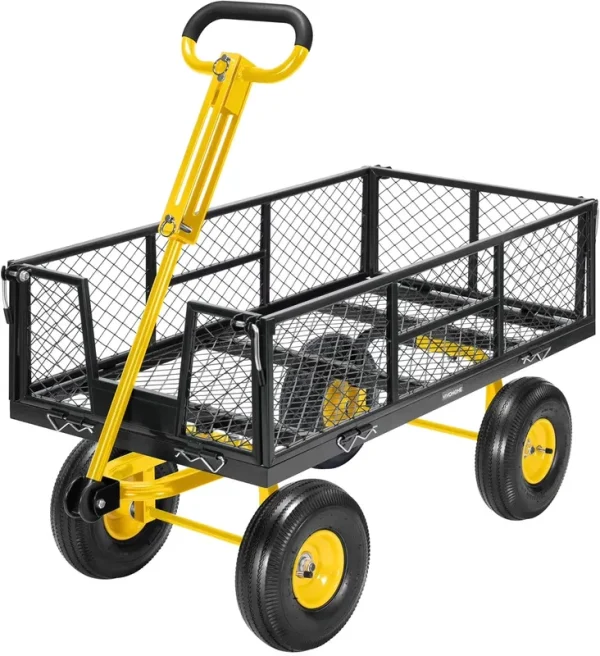 SPECSTAR Steel Garden Cart with Round Handle, 900 lb Capacity, with 10 in Tire and Handle Attach to ATV or Tractor