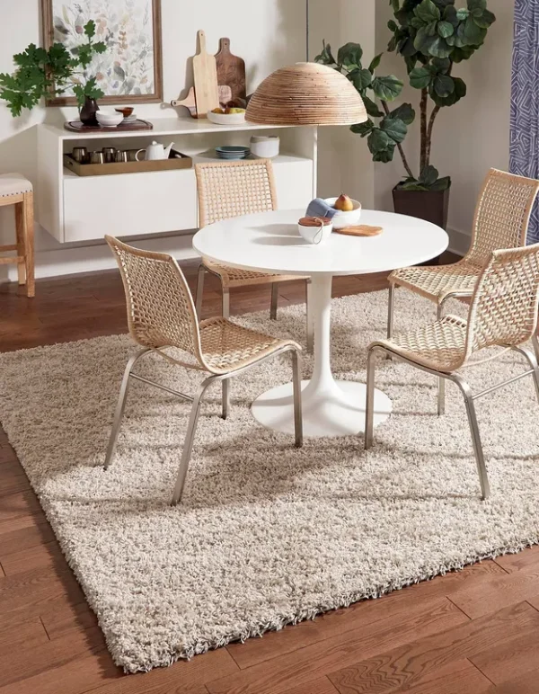 Unique Loom Solid Shag 5 ft Square Taupe Area Rug