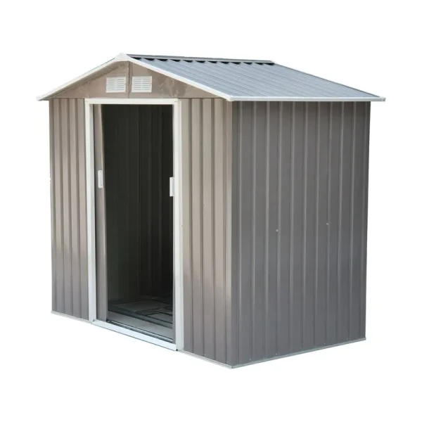 Outsunny Outdoor Metal Garden Storage Shed, Gray/White