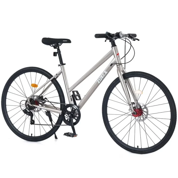 Outdoor Bike 7 Speed Hybrid Bike Disc Brake 700C Road Bike for Men Women'S City Bicycle, Mountain Bike for Outdoor
