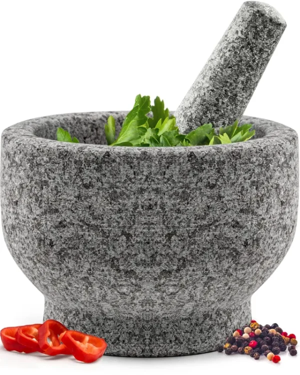 Heavy Duty Natural Granite Small Mortar and Pestle Set