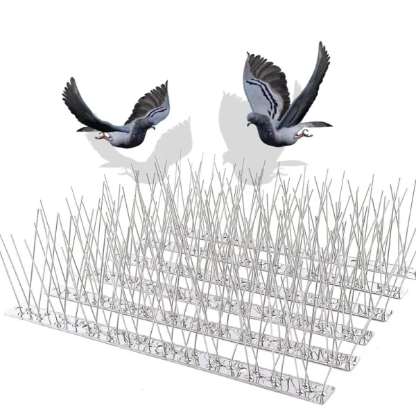 Remiawy Bird Spikes for Pigeons Small Birds Cat, 10 Feet Anti Bird Spikes Stainless Steel Bird Deterrent Spikes 10 Strips