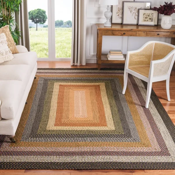 Safavieh Braided Blue/Multi Area Rug; 6' x 9'