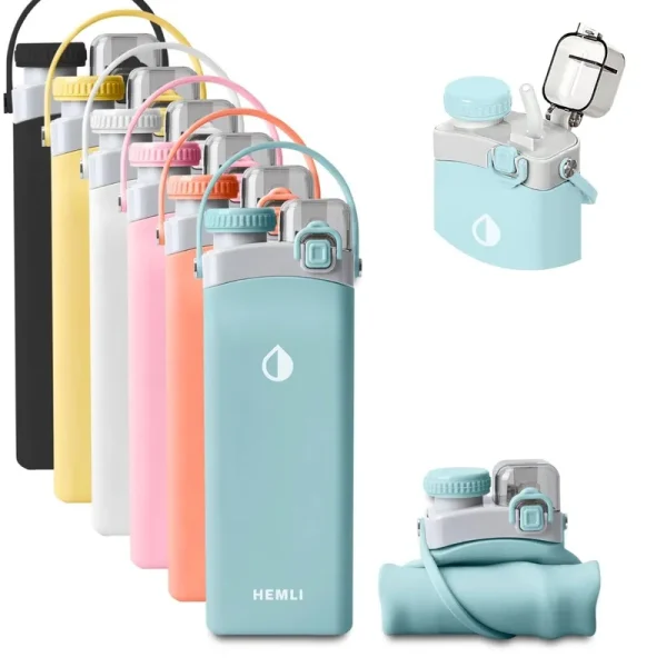 Ultimate Travel Companion: 20 oz Foldable Silicone Water Bottle for Hiking and On-The-Go Adventures