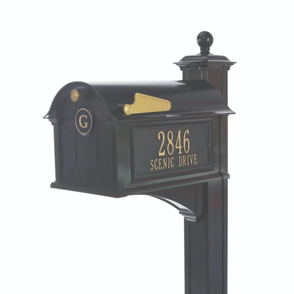 Whitehall 16236 Balmoral Mailbox Side Plaques Monogram Post Package Black