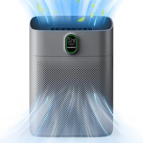 MORENTO Air Purifiers for Home Large Room Up to 1076 Sq ft with PM 2.5 Display Air Quality Sensor, H13 True HEPA Filter Remove 9