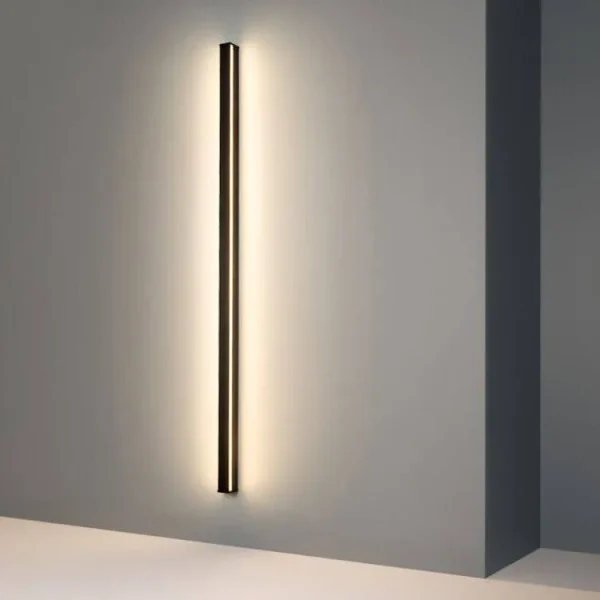 Minimalist Linear LED White/Black Wall Lamp - Modern Ambient Atmosphere Lighting Works w/ Alexa - Long Nordic Style Wall Light Black / Warm 3000K / 40